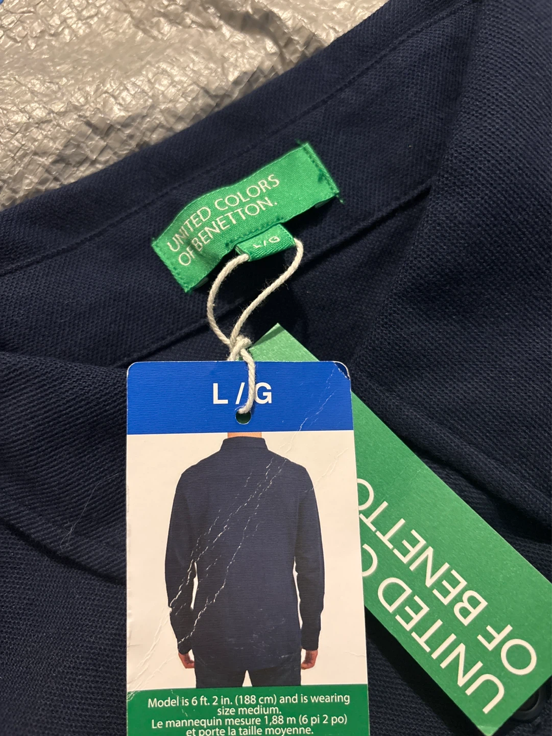 United Colors of Benetton Long Sleeve Knitted Shirt - Navy L/G - photo 3