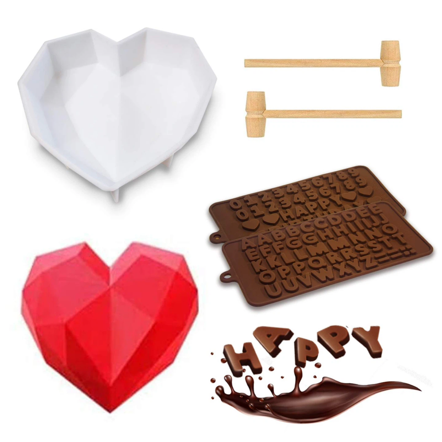 Heart Shaped Chocolate Mold Kit with Letter & Number Molds