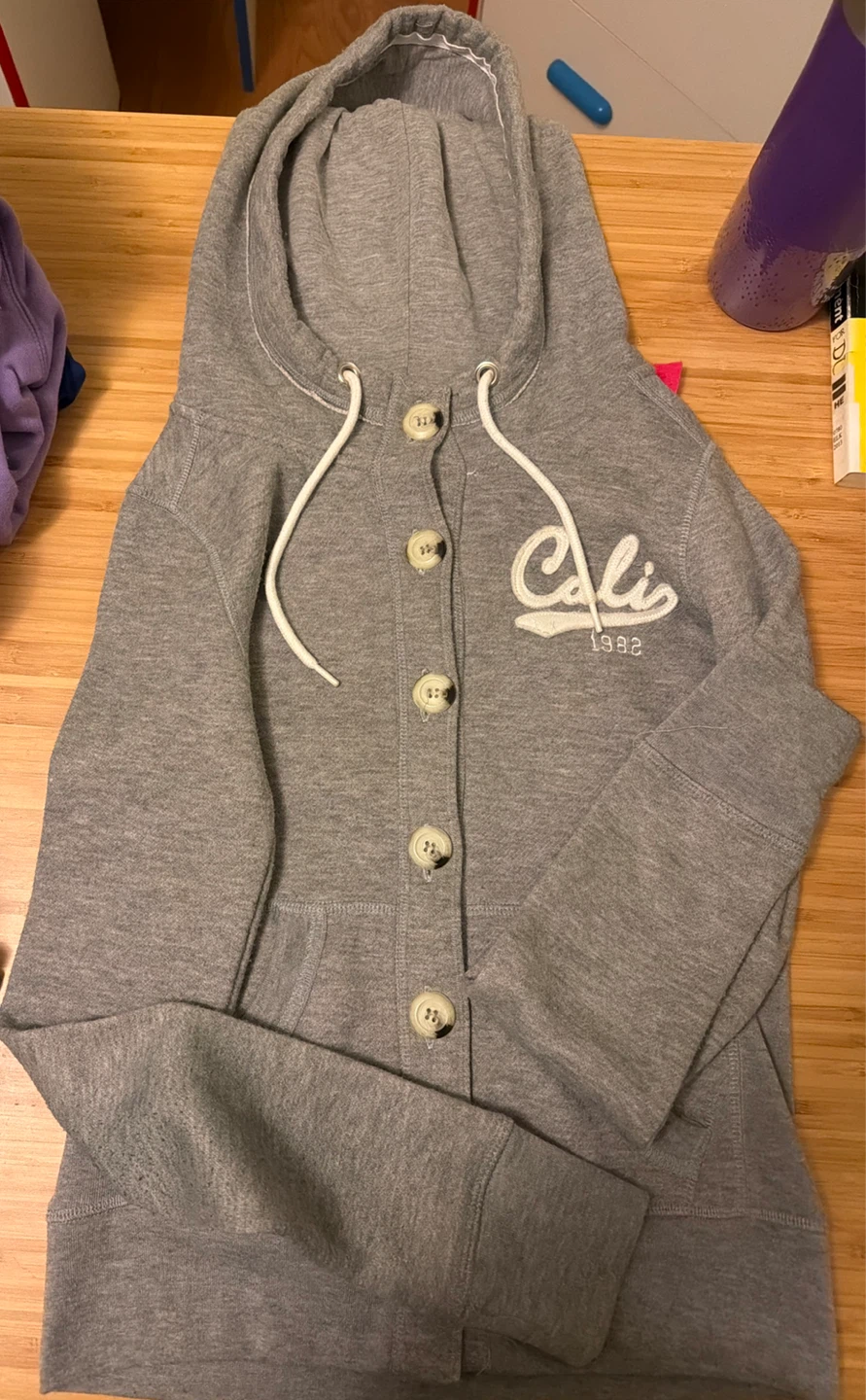 Ardene Grey Cali 1982 Button-Up Hoodie