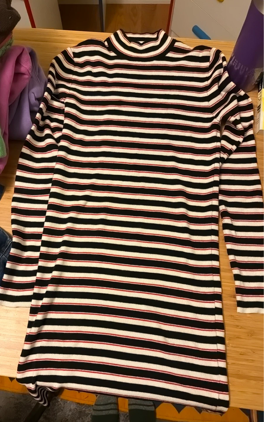 Forever 21 - Striped Mock Neck Long Sleeve Dress