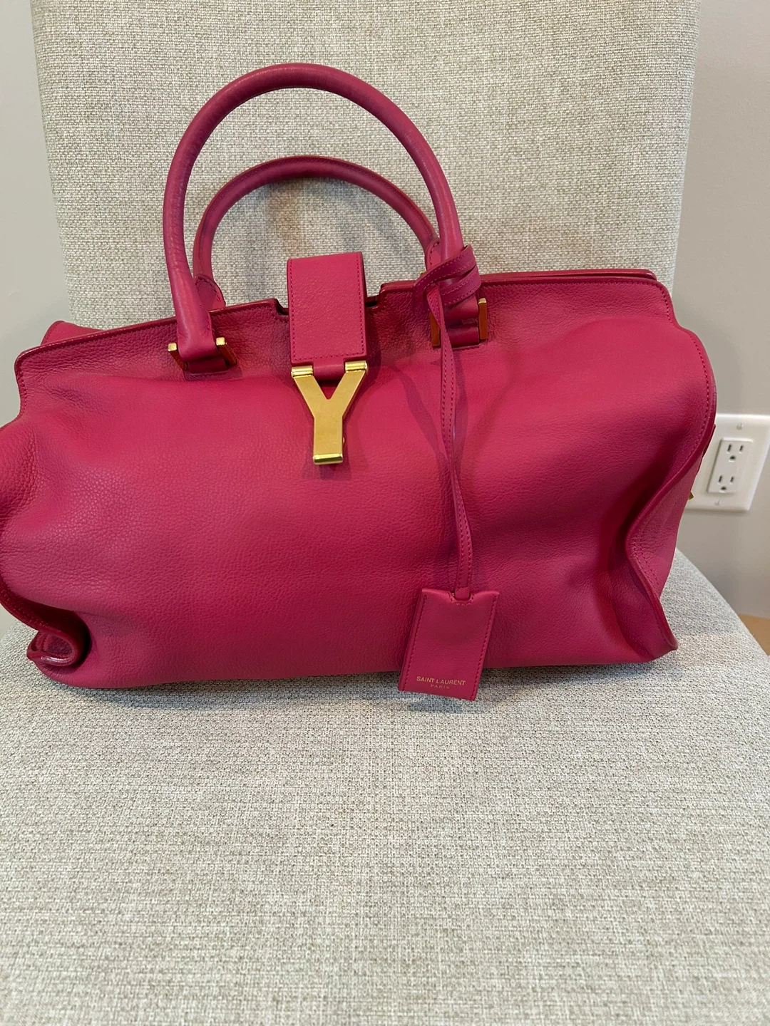 Saint Laurent Pink Leather Sac De Jour Bag