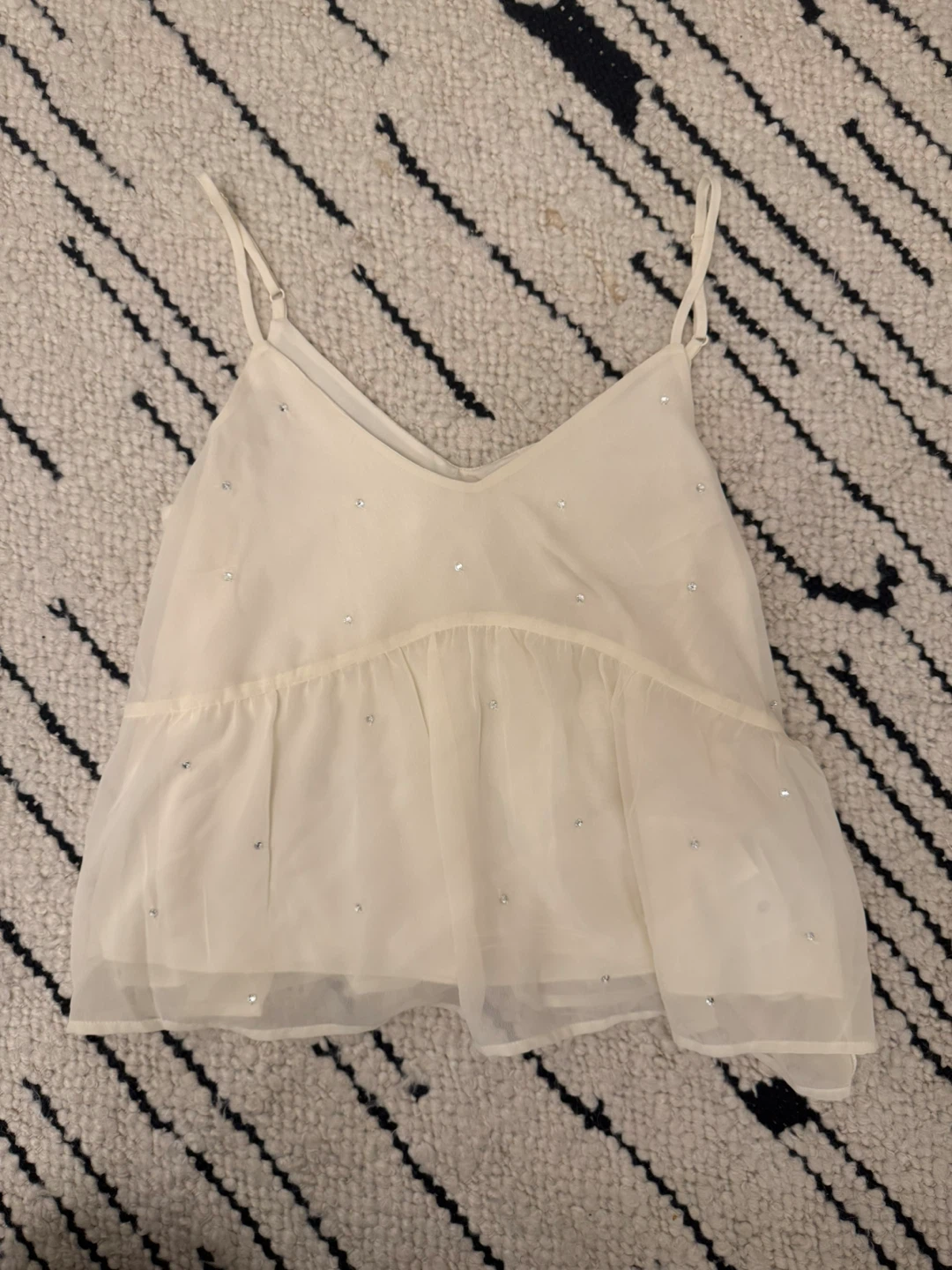 Babydoll Tank Top with Rhinestones