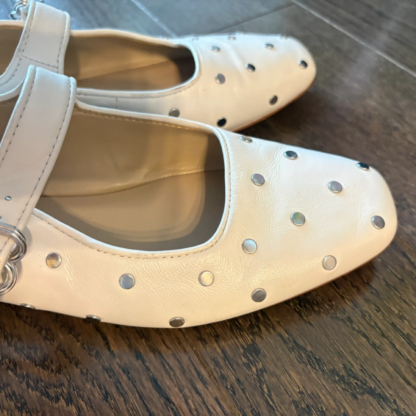 Sam Edelman White Studded Mary Jane Flats Size 9.5 - photo 4