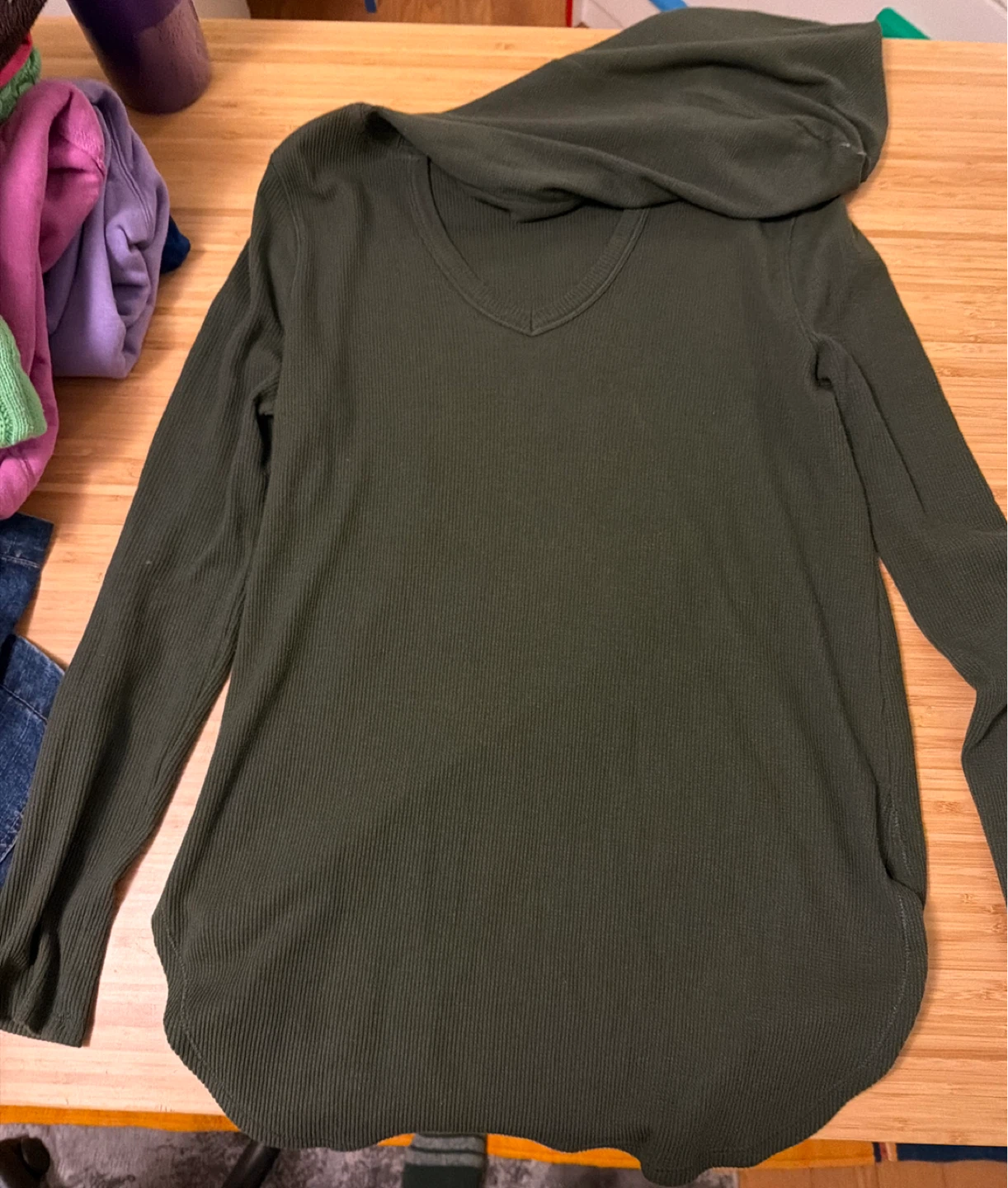 Women's Long Sleeve V-Neck Henley T-Shirt Hoodie