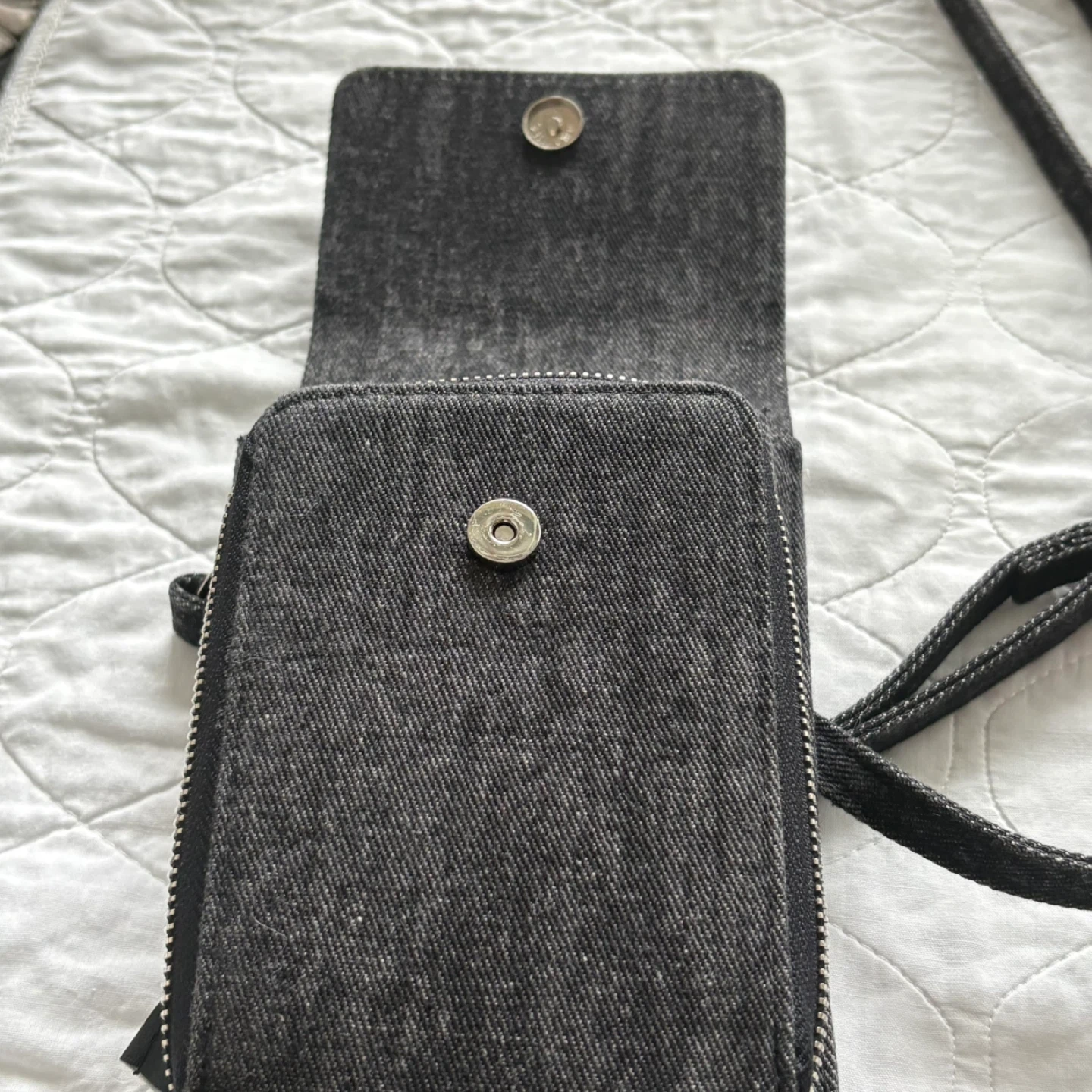 Denim Crossbody Phone Bag with Studs - photo 2