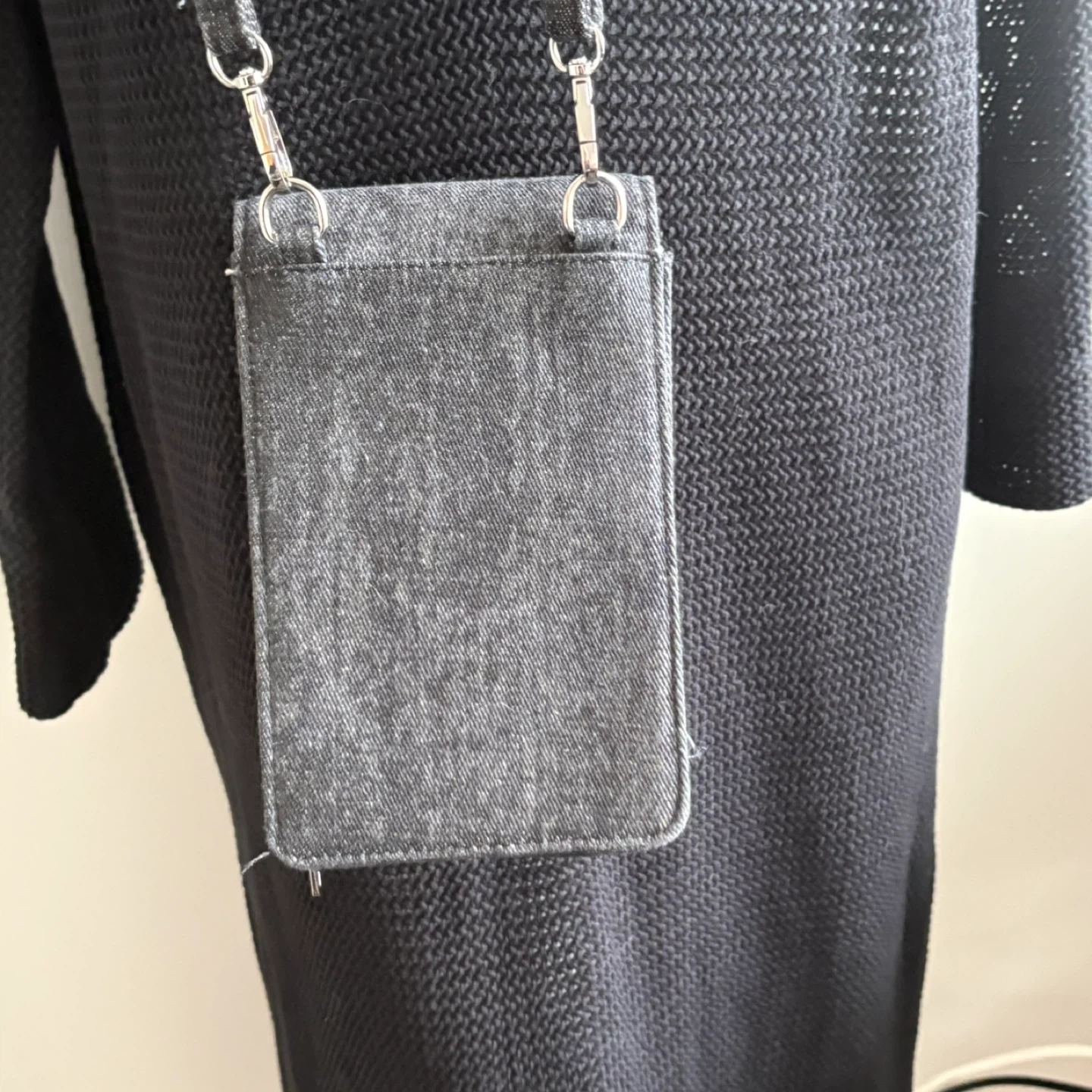 Denim Crossbody Phone Bag with Studs - photo 5