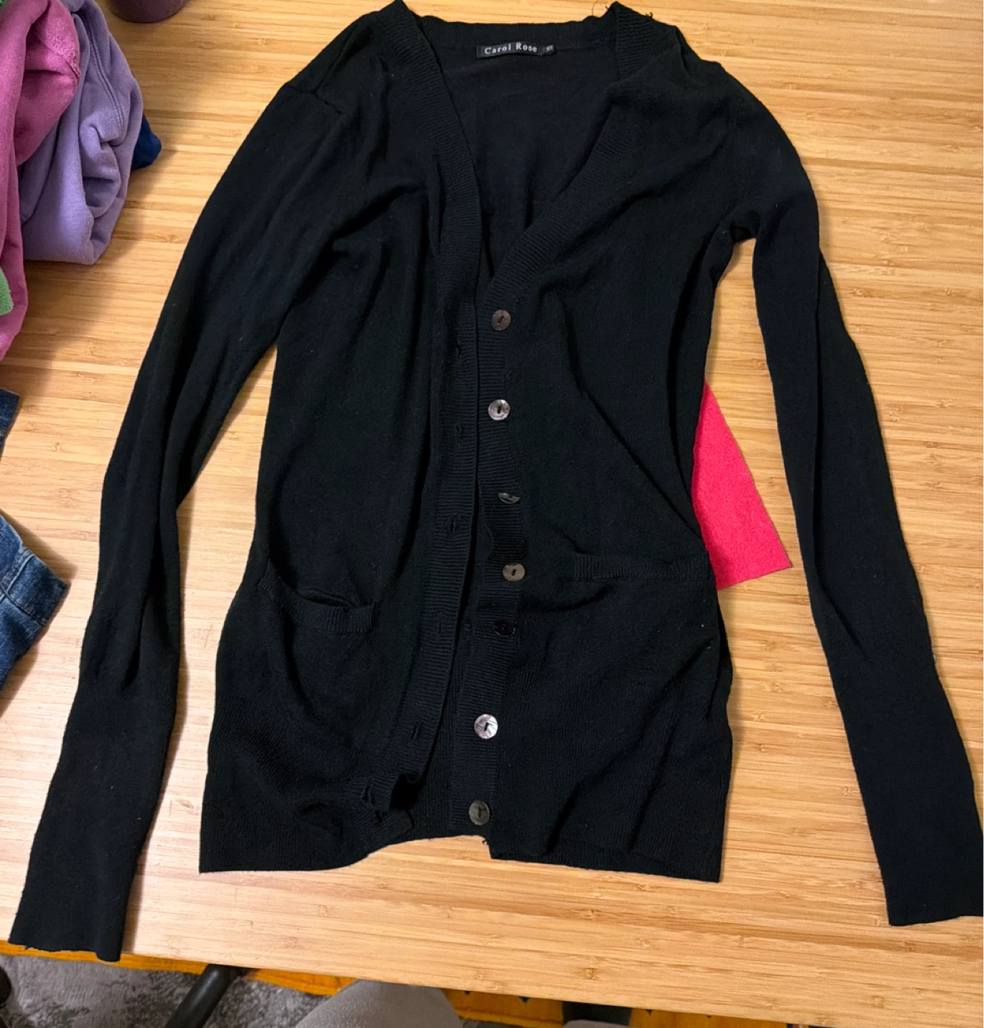 Carol Rose Black Button-Up Cardigan