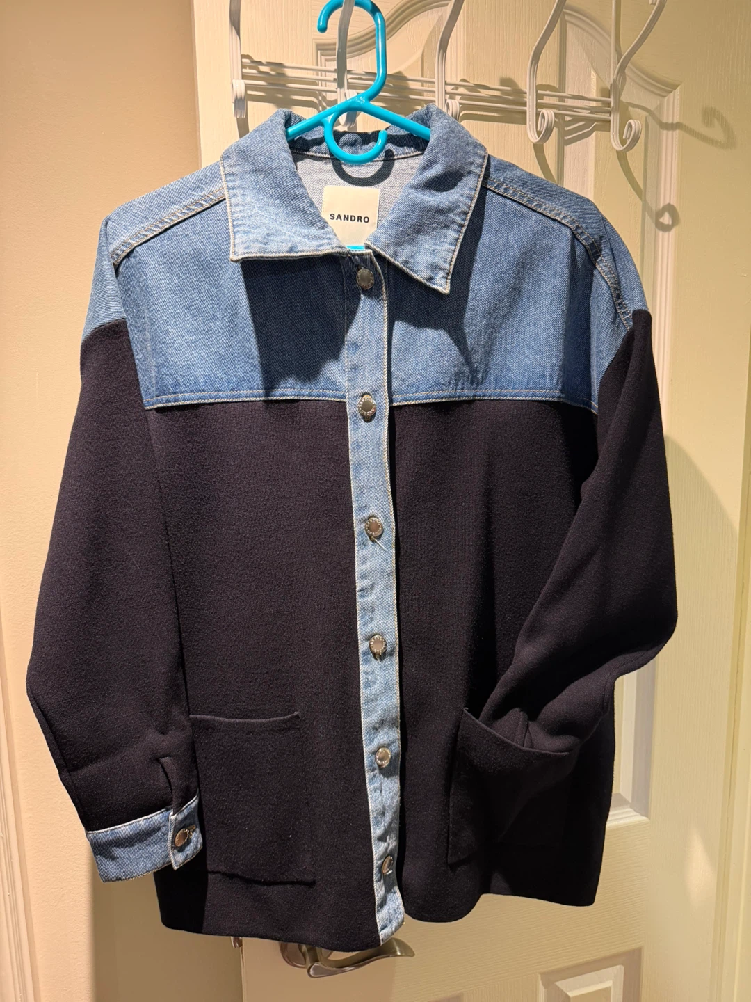 Sandro denim and knit jacket