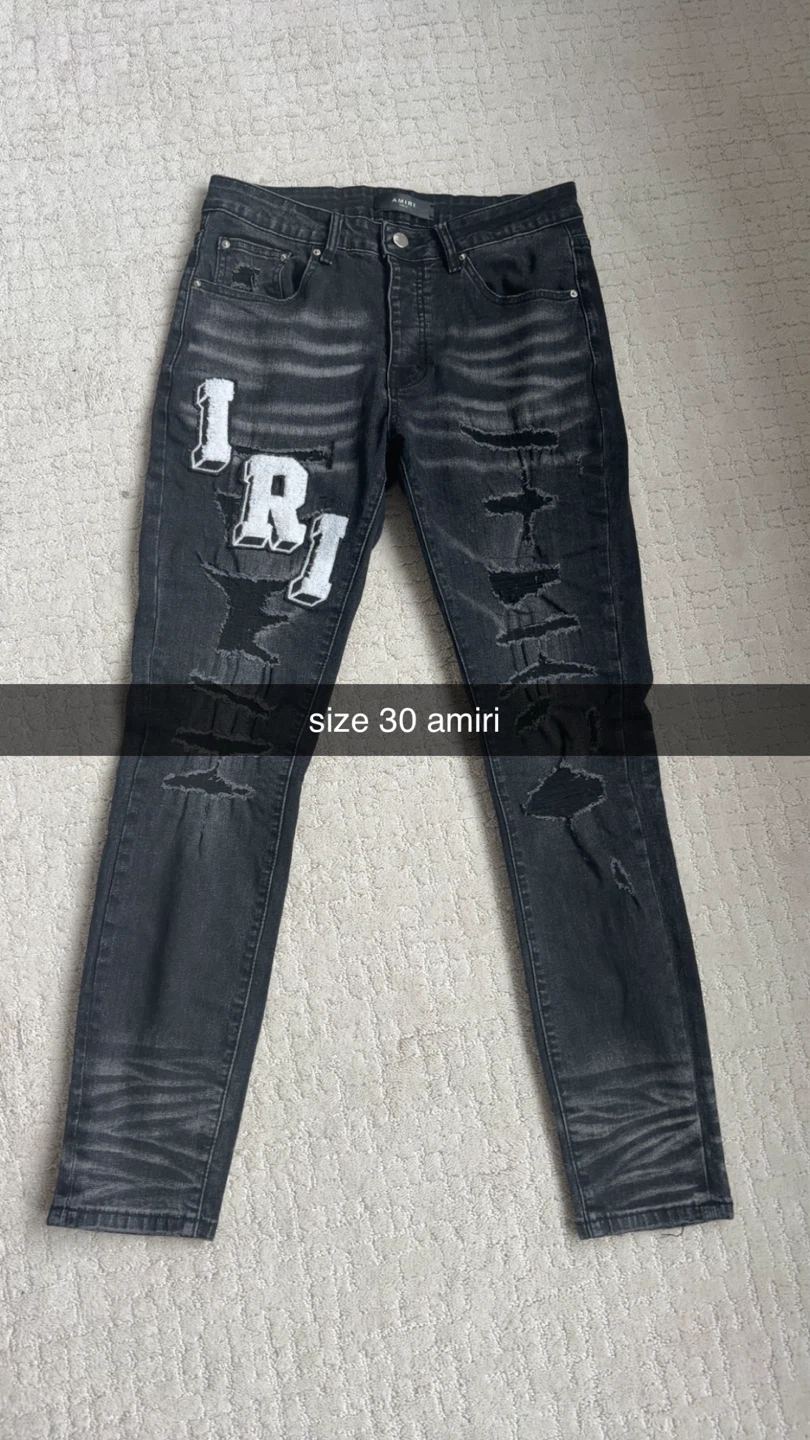 Amiri Black Distressed Patch Jeans Size 30