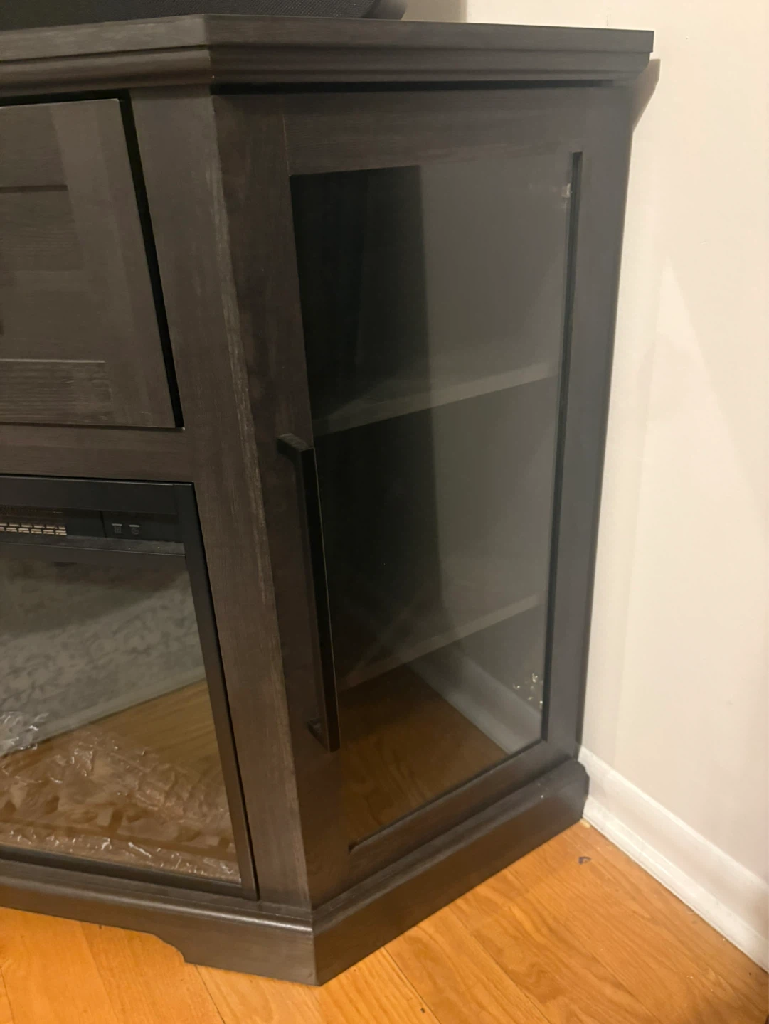 Dark Wood TV Stand with Electric Fireplace - photo 2