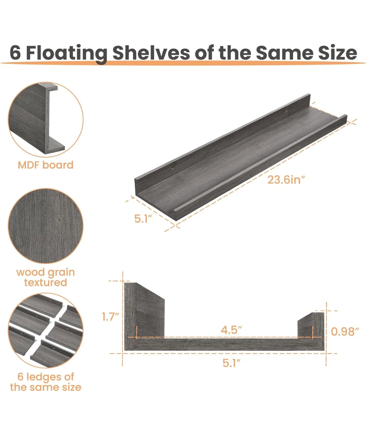 Set of 6 Floating Shelves - photo 2