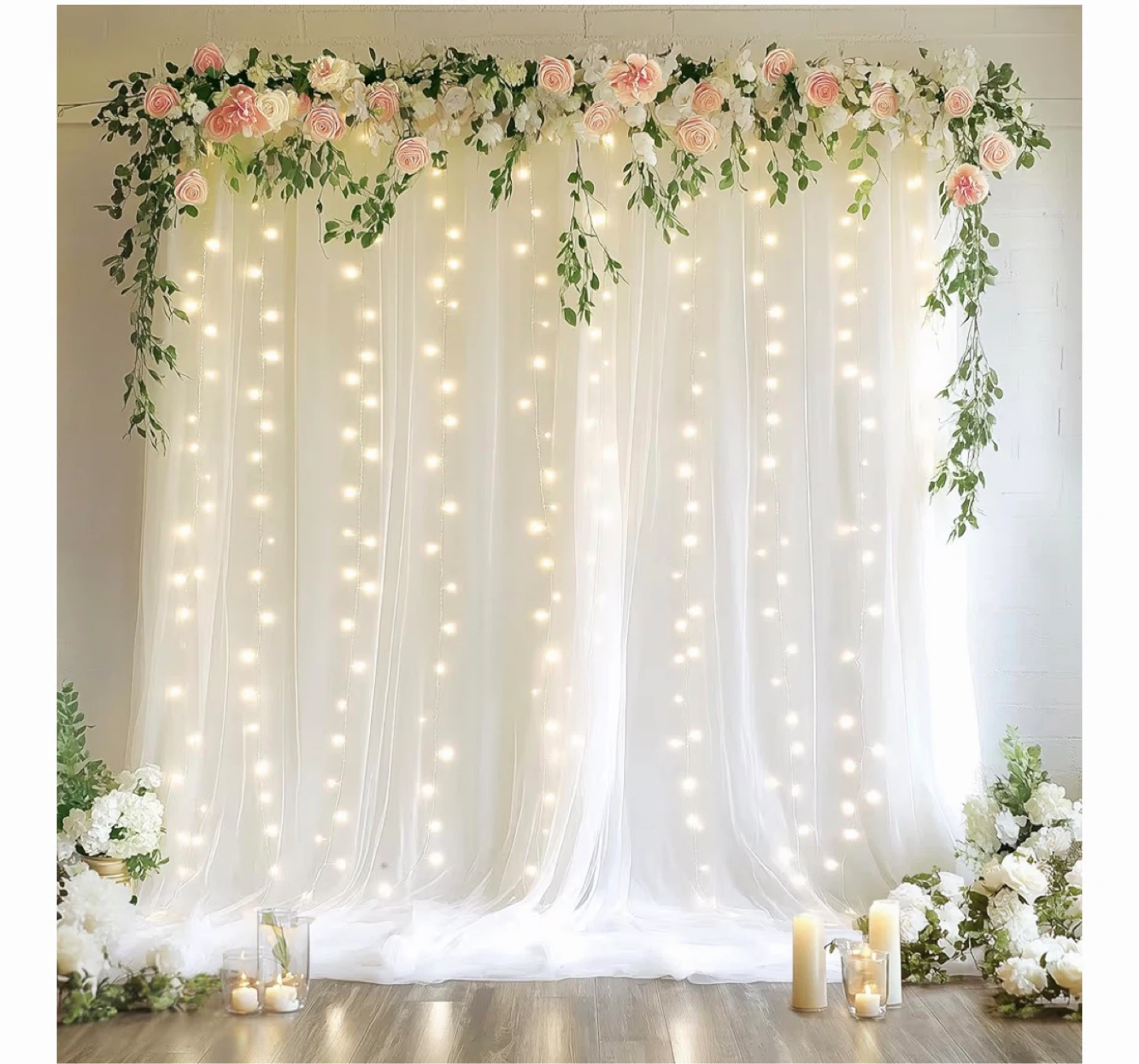 Wedding Photo Booth Backdrop with Fairy Lights