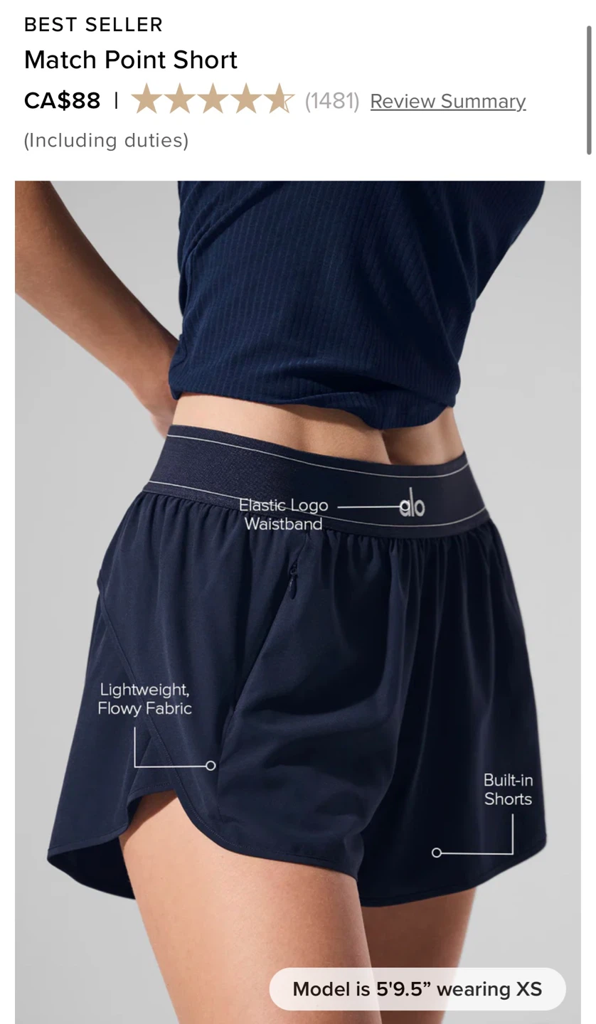 Alo Yoga Match Point Shorts - Black & Navy - photo 4