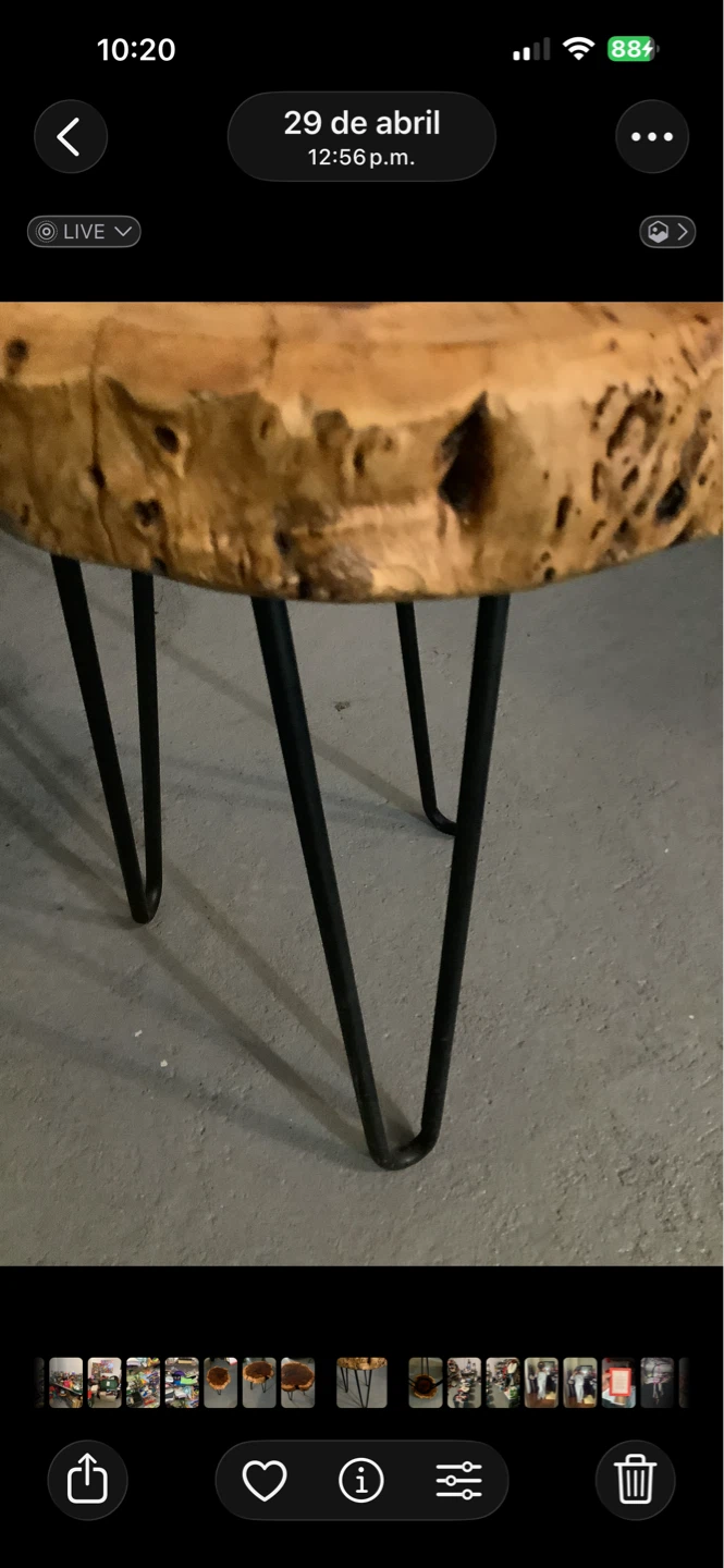 Live Edge Wood Slice Coffee Table with Metal Legs - photo 5