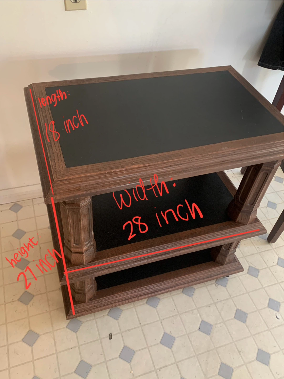 3-Tier Wood Side Table with Wheels