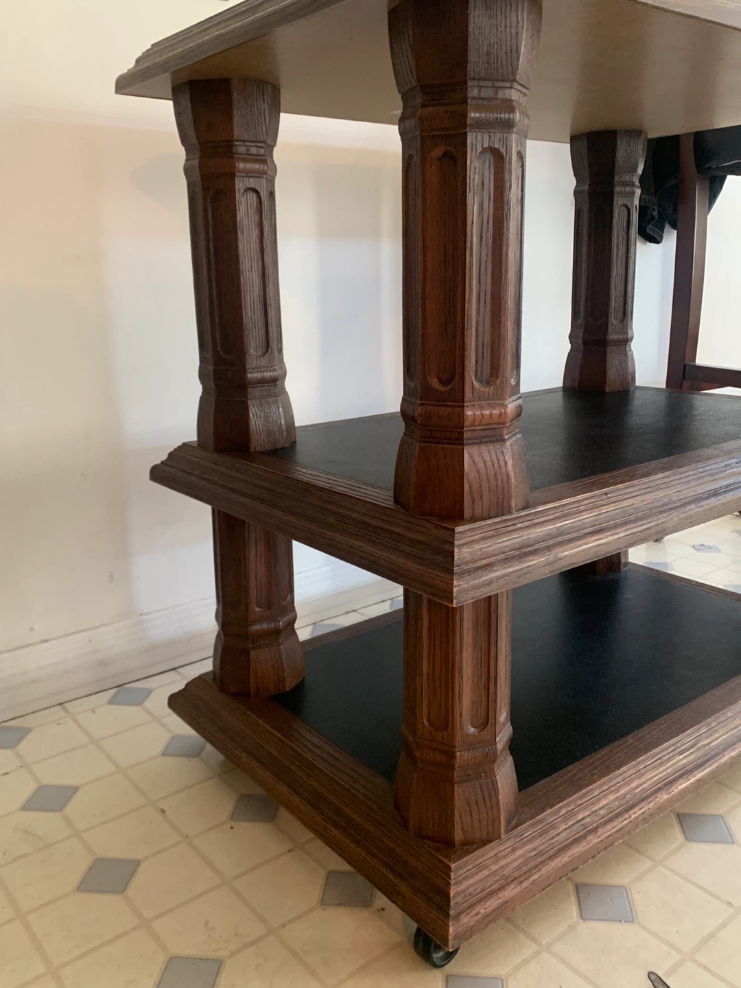 3-Tier Wood Side Table with Wheels - photo 3