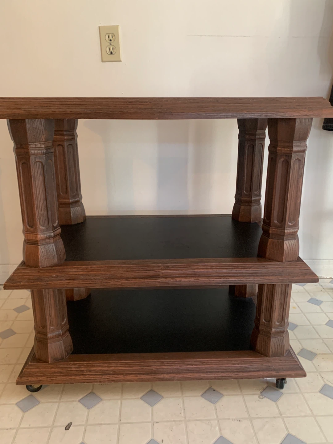 3-Tier Wood Side Table with Wheels - photo 2
