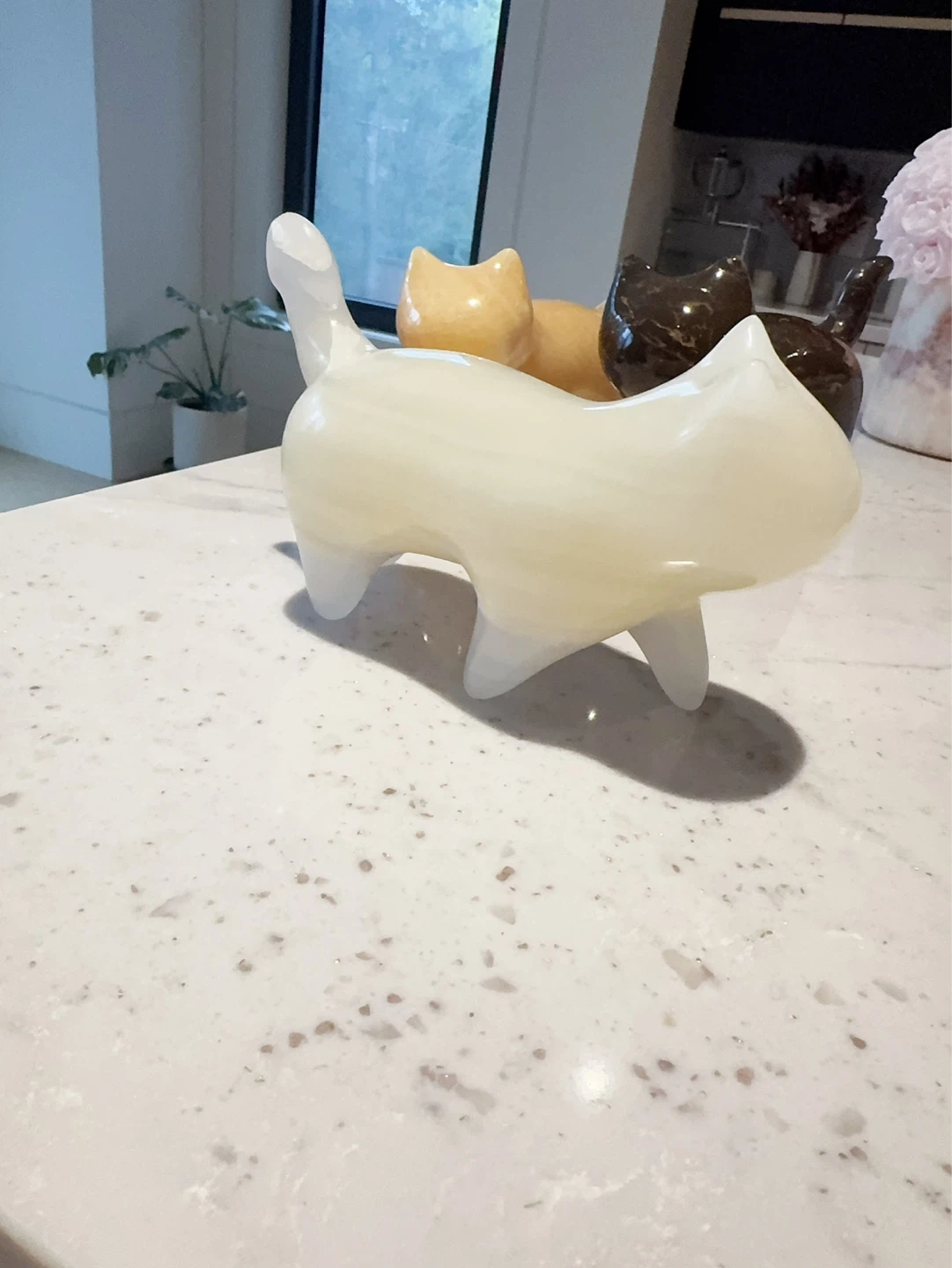 Onyx or Jade natural stone Cat Figurine- 3 color
