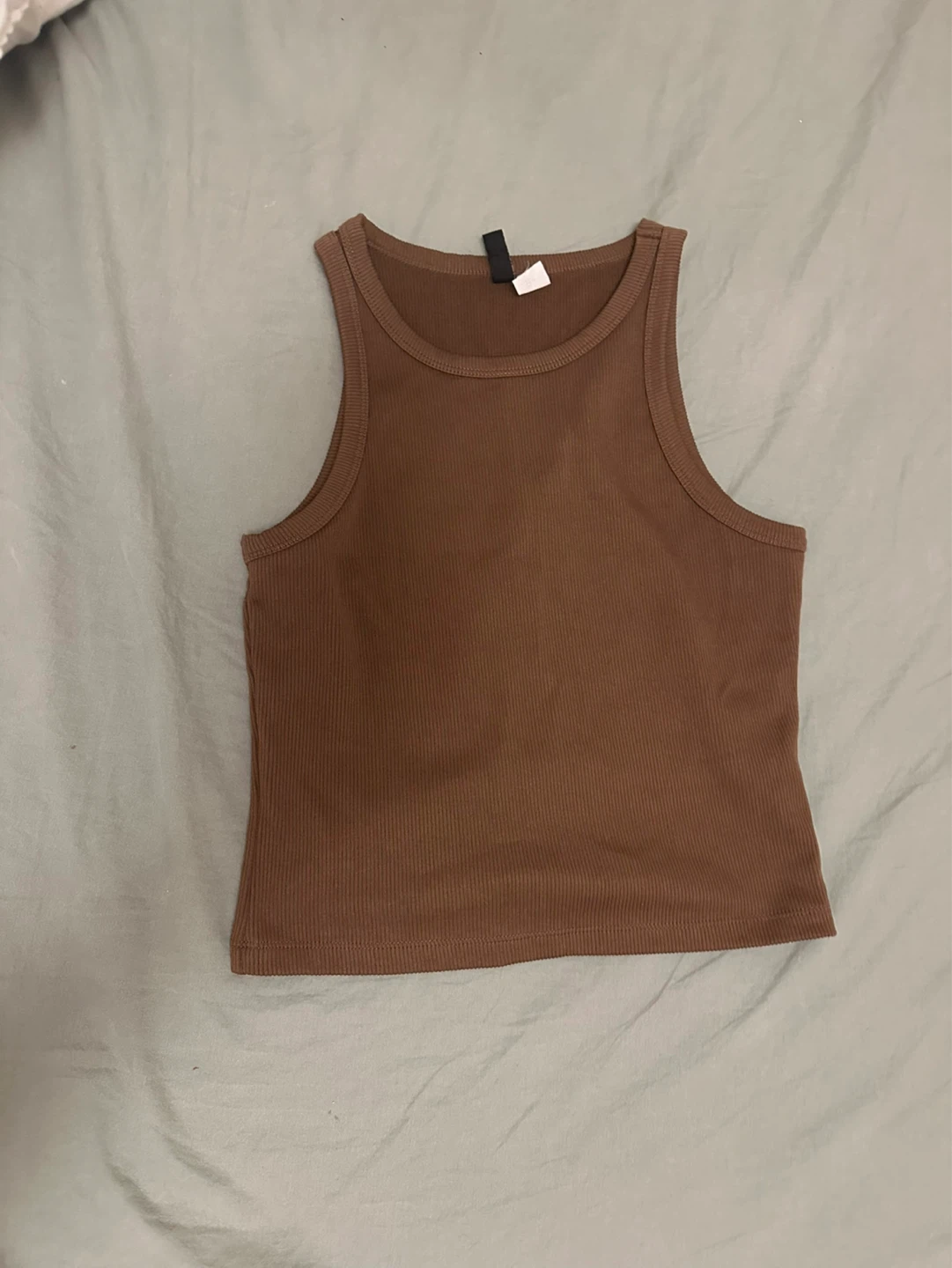 Brown Ribbed Tank Top