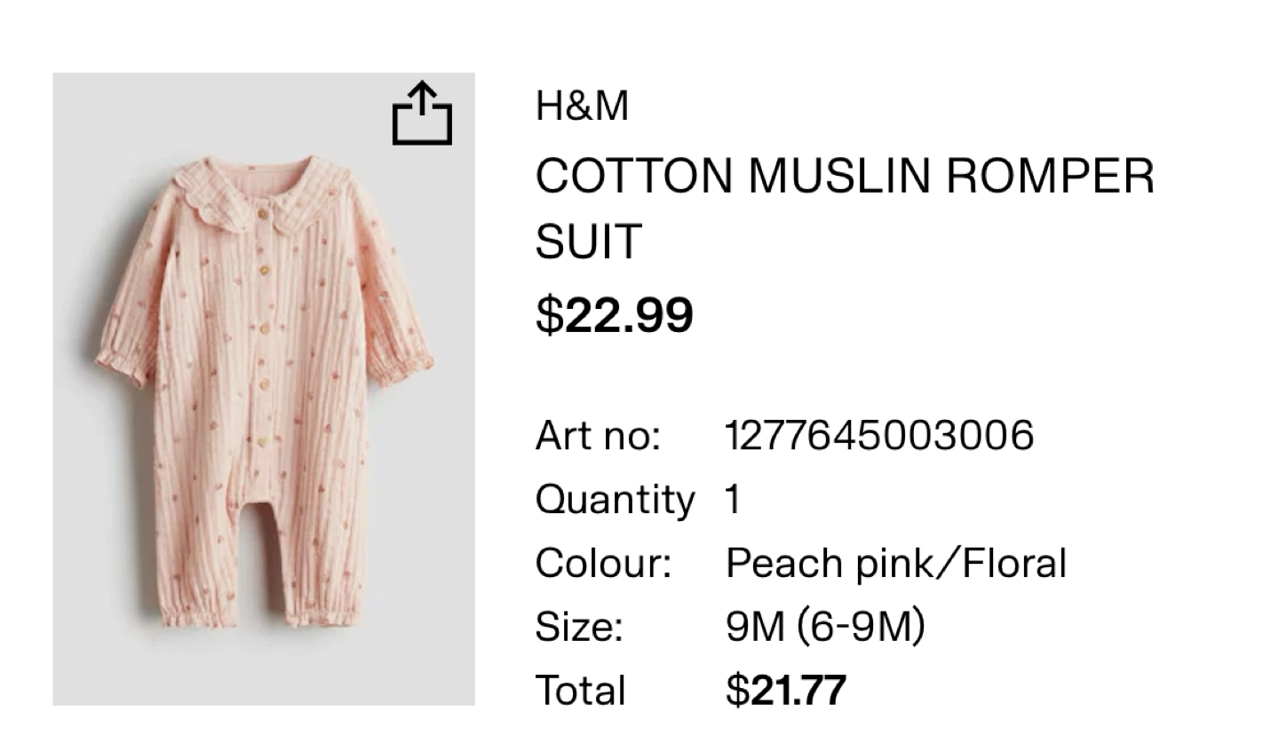 Baby Muslin Romper Suit - 6 Months - photo 4