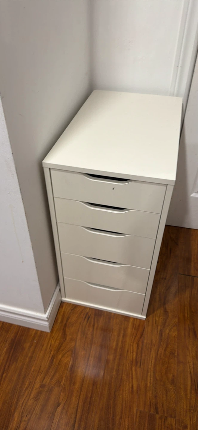 White Alex 5-Drawer Filing Cabinet
