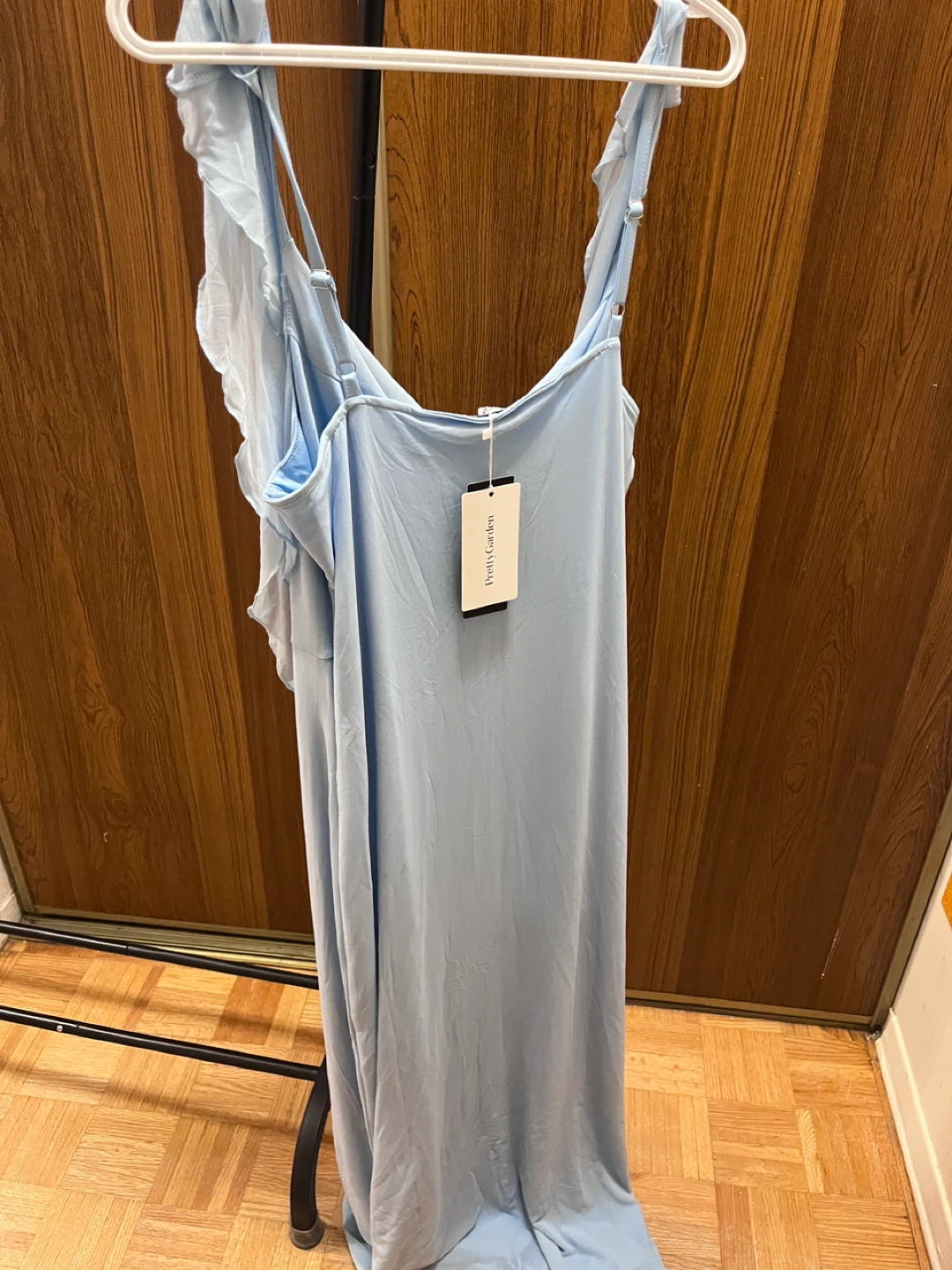 Pretty Garden Light Blue Ruffle Maxi Dress