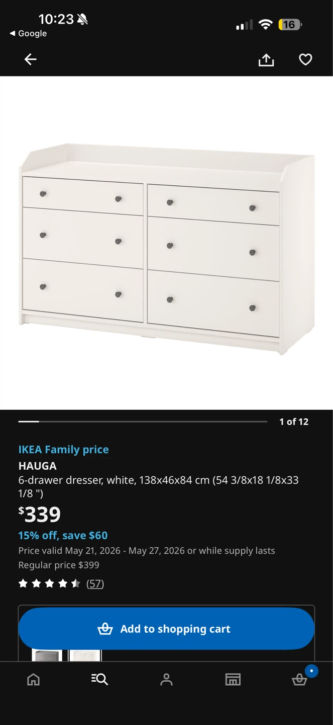IKEA HAUGa 6-Drawer Dresser - White - photo 4