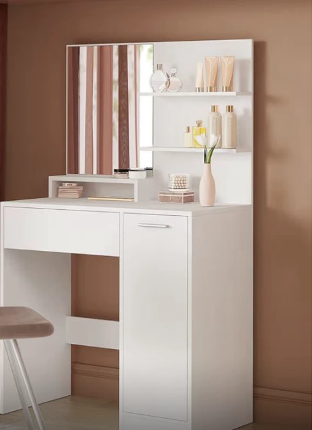 VASAGLE Vanity Desk with Mirror and Storage
