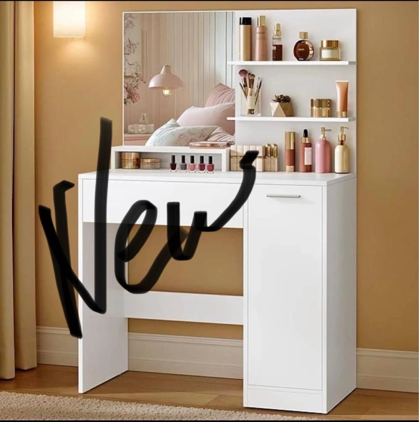 VASAGLE Vanity Desk with Mirror and Storage - photo 4
