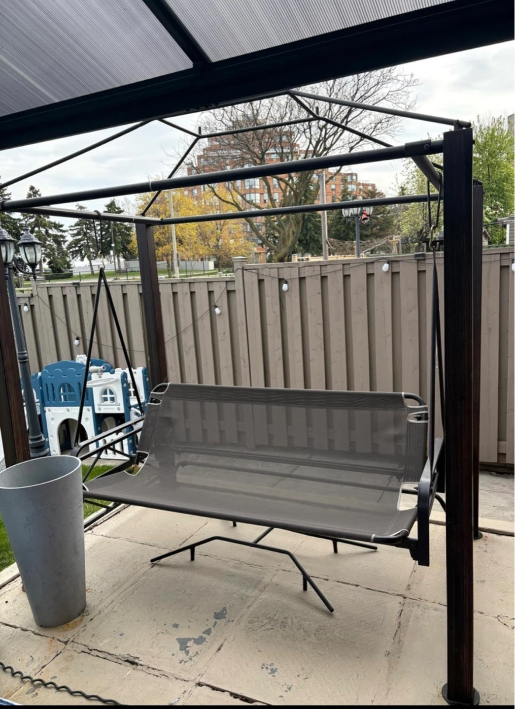 3-Seater Patio Swing with Canopy and Mosquito Netting