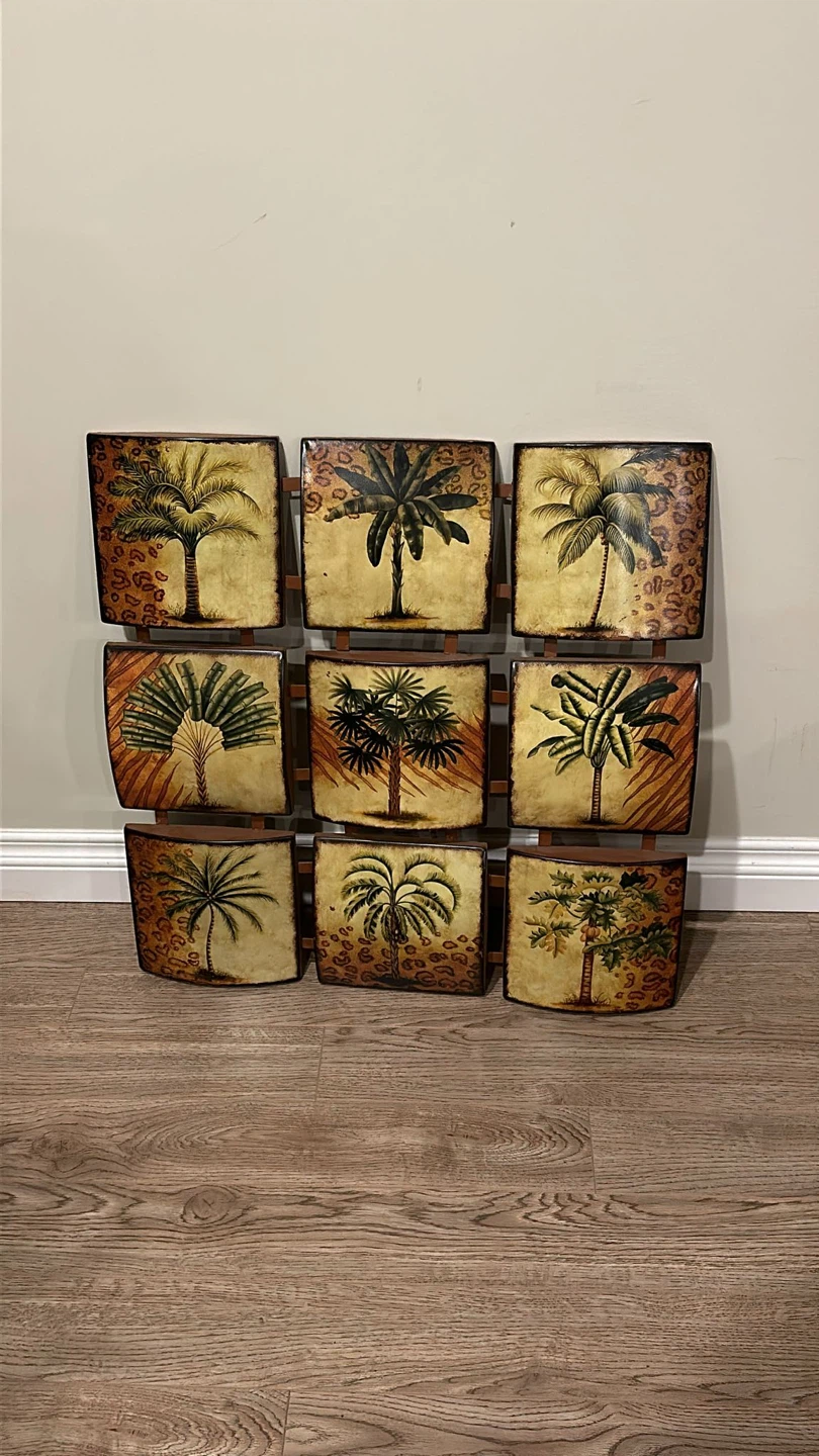 9-Panel Tropical Palm Tree Wall Art