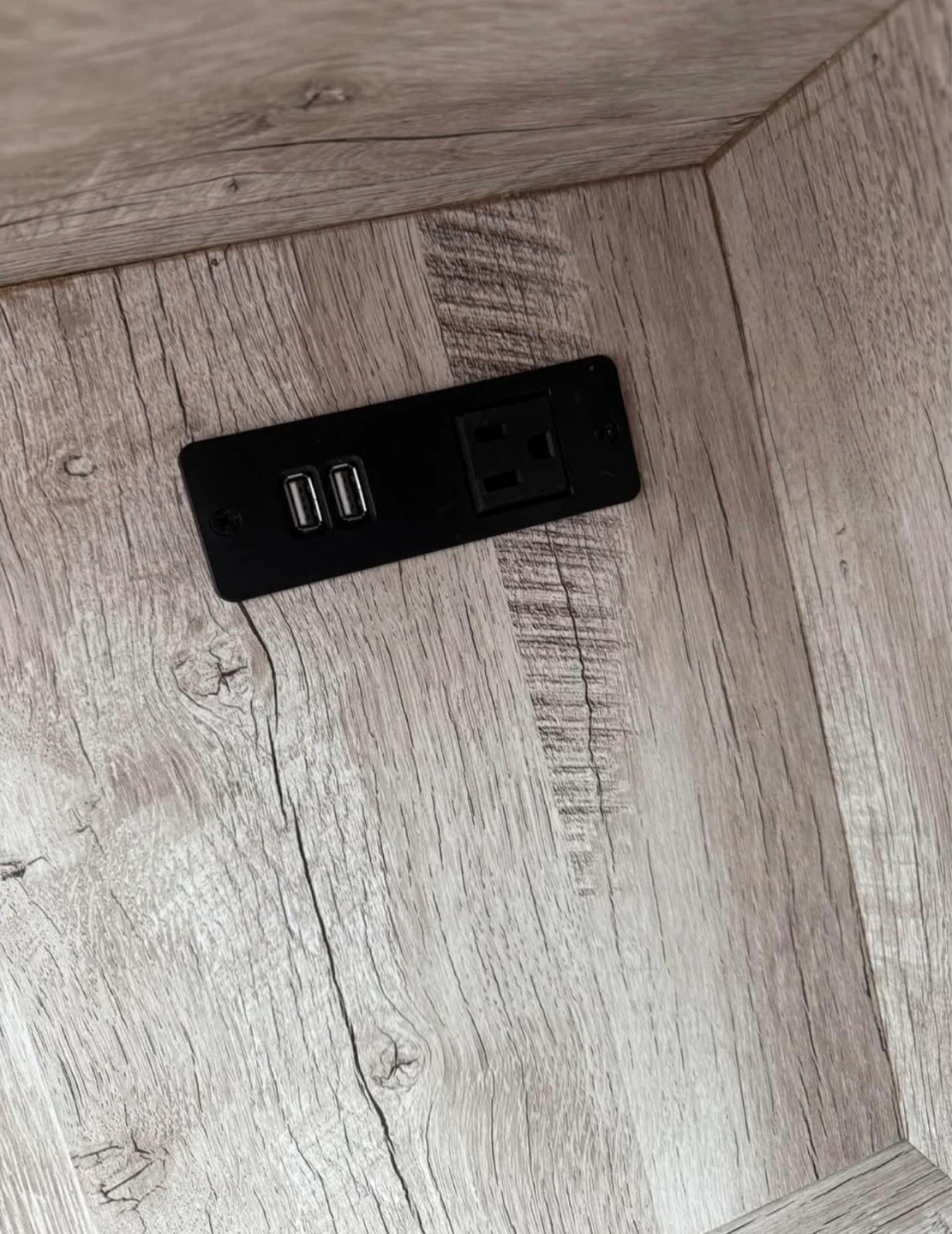 Wood-look Nightstand with Built-in USB Ports and Outlet - photo 2