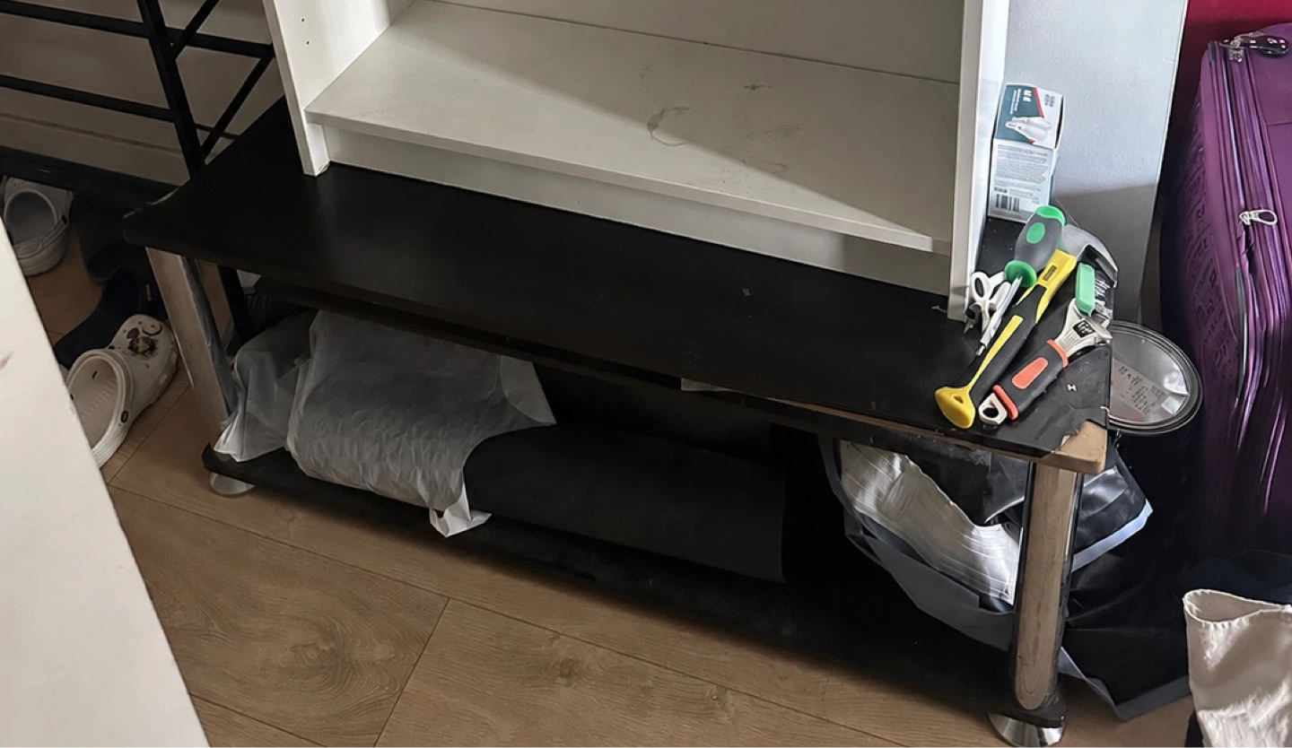 Black TV Stand with Shelf