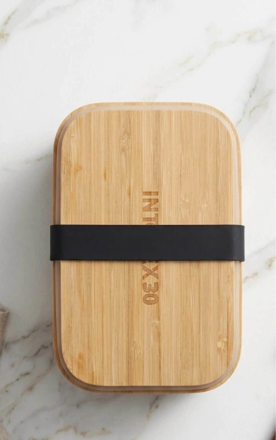 Bento Box with Bamboo Lid and Elastic Strap