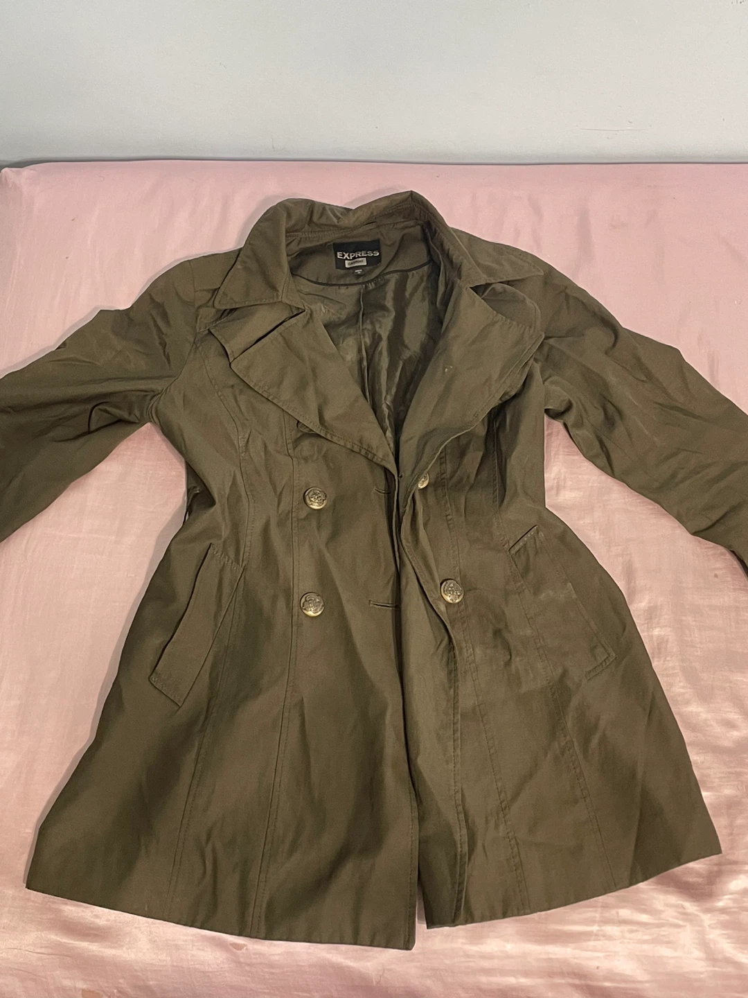 Olive Green Express Double-Breasted Coat Size M