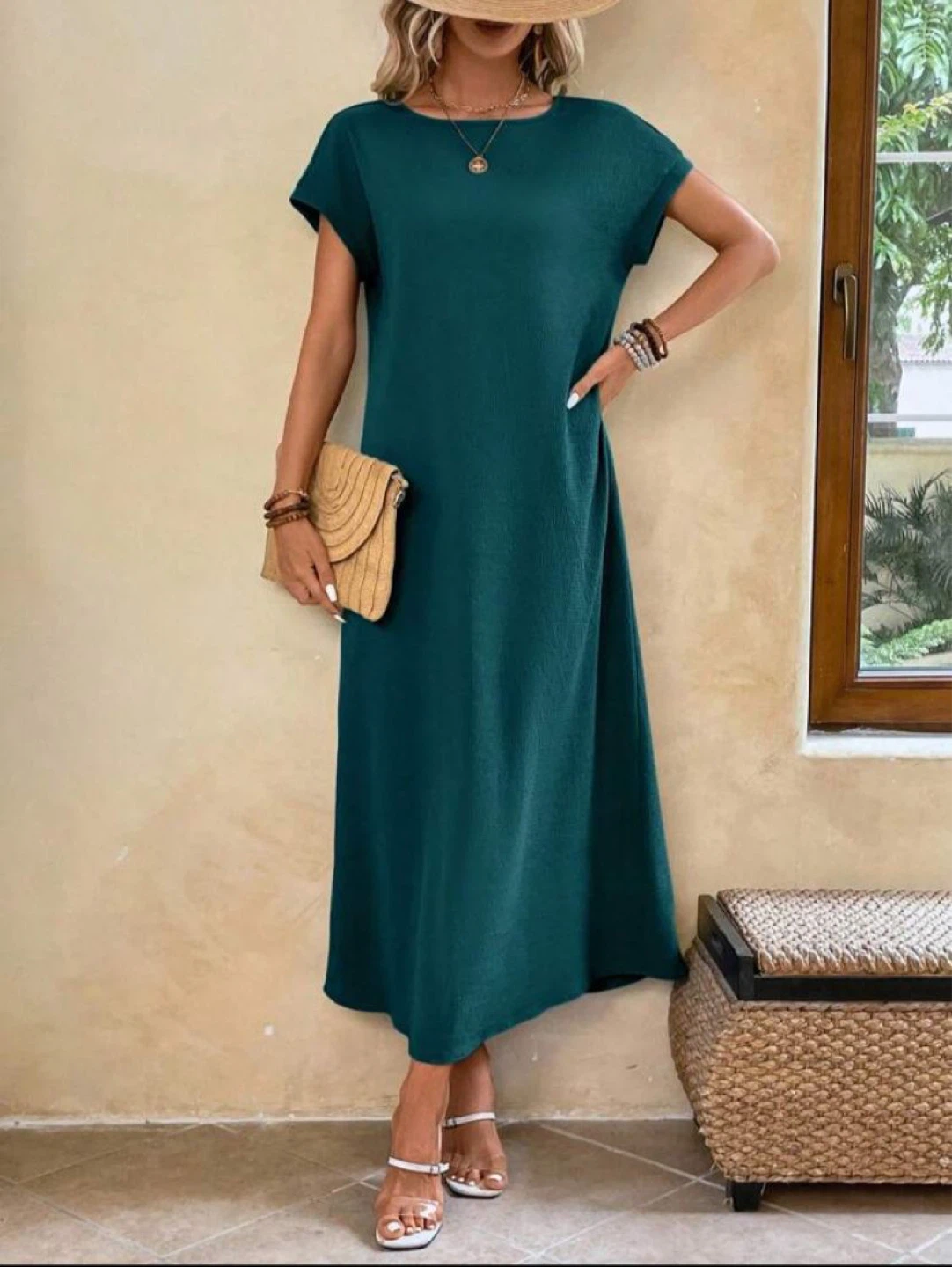 Women's Teal T-Shirt Maxi Dress - photo 4