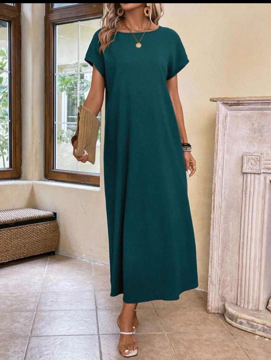 Women's Teal T-Shirt Maxi Dress - photo 3