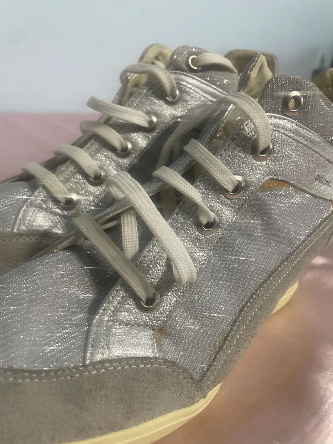 Geox Silver Wedge Sneakers Size 8 - 8.5 - photo 2