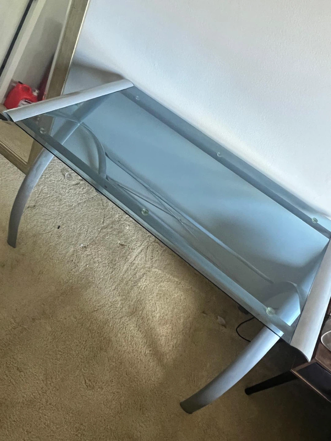 Glass Top Desk with Metal Frame - photo 2