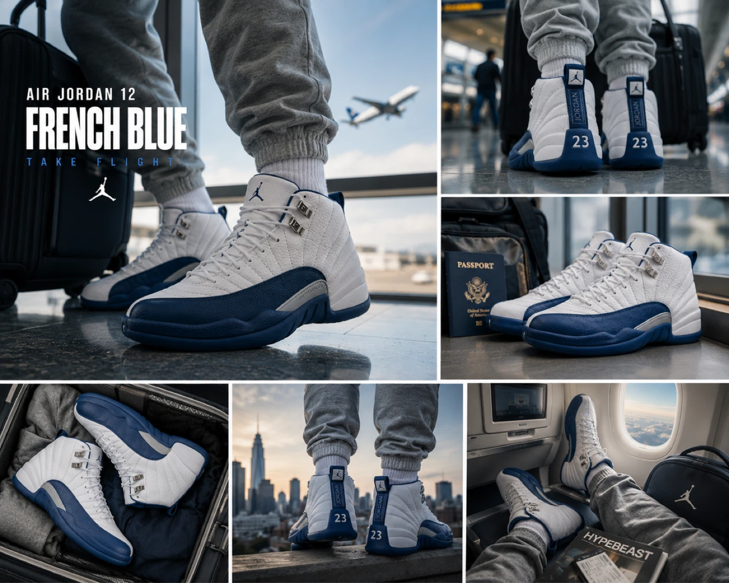 Air Jordan 12 Retro French Blue White & Blue Sneakers