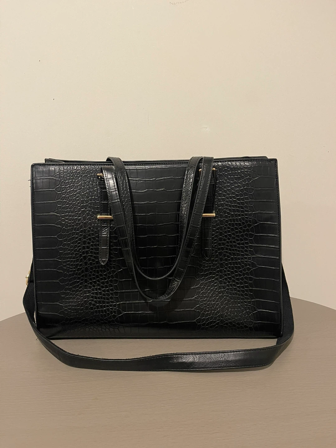 Black leather laptop purse - photo 2