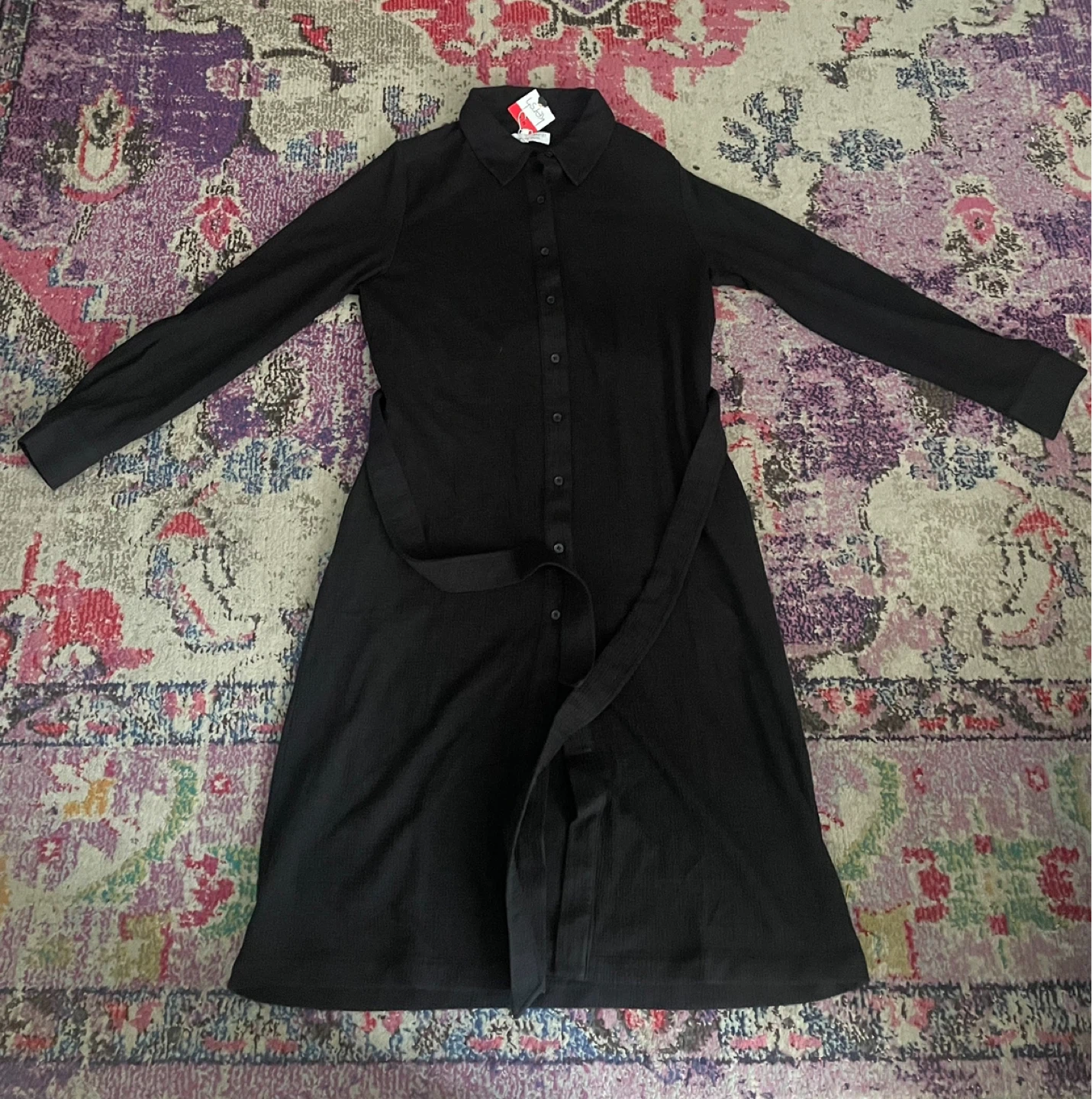 Kersh Black Midi Dress with Belt - Size M