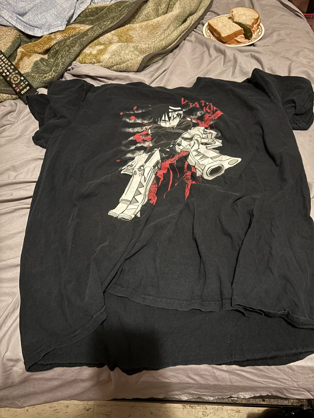 Black T-Shirt with "Death the Kid" Anime Graphic