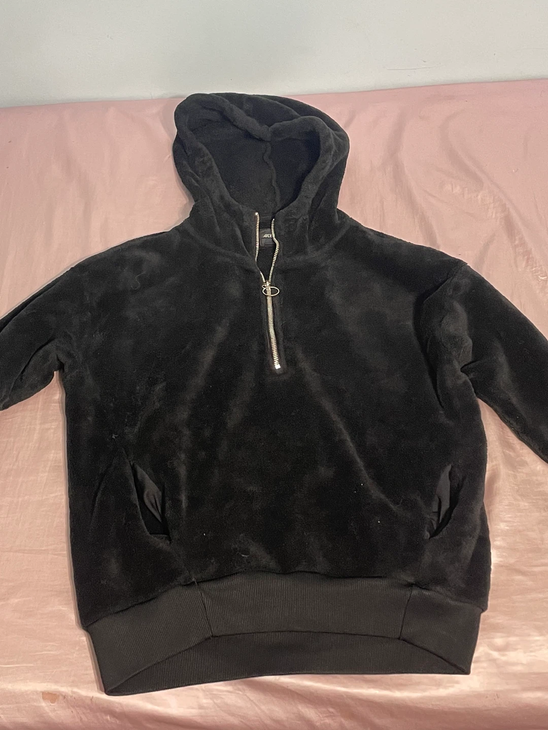 Ardene Black Velour Zip Hoodie Size Small