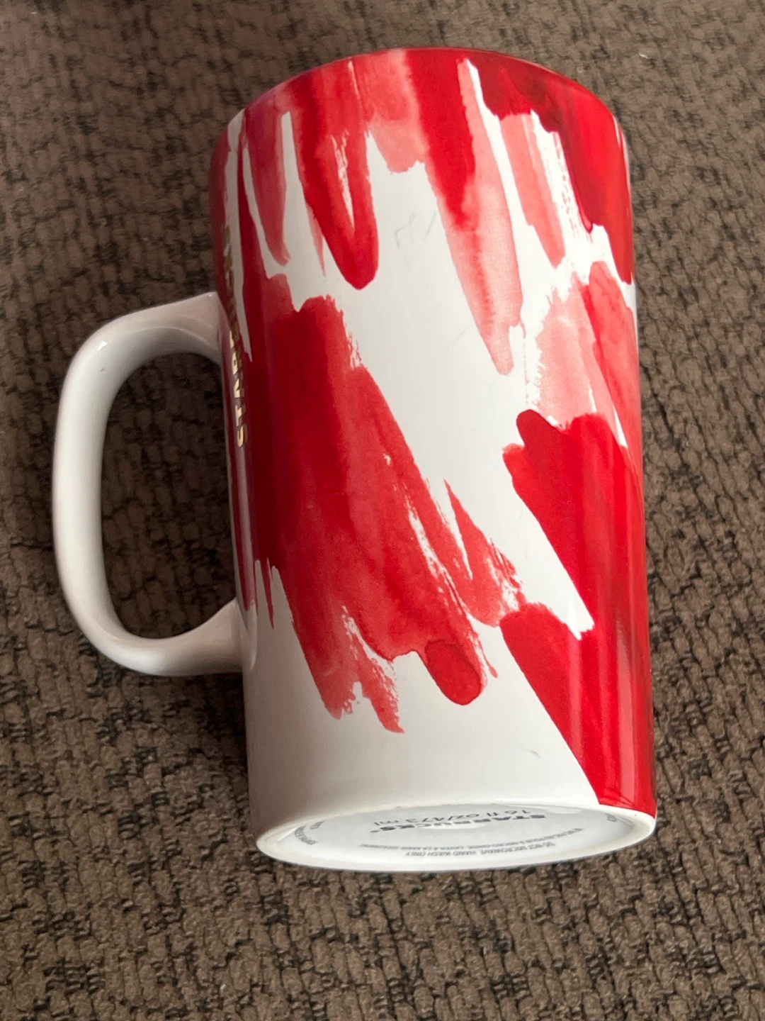 Starbucks  Red Watercolor Gold Circle 16oz Ceramic Coffee Mug - photo 2