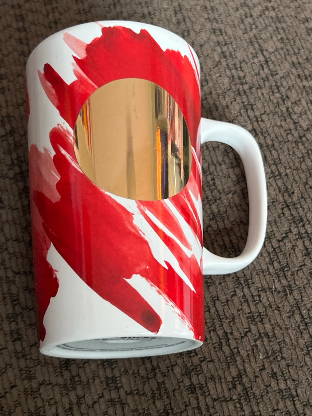Starbucks  Red Watercolor Gold Circle 16oz Ceramic Coffee Mug