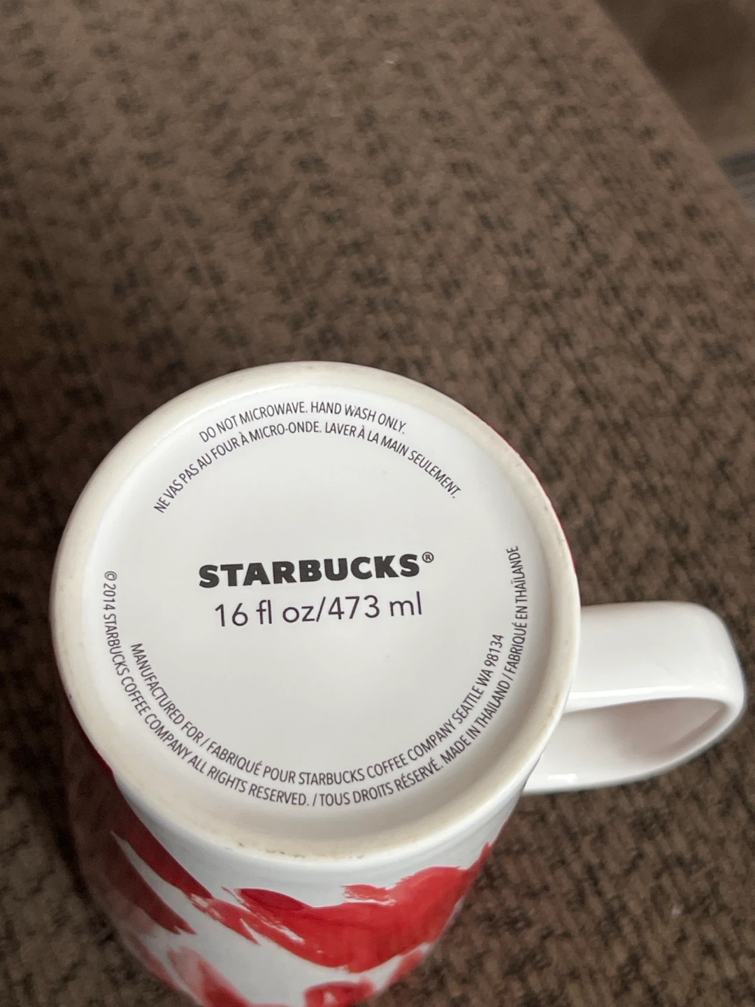 Starbucks  Red Watercolor Gold Circle 16oz Ceramic Coffee Mug - photo 3
