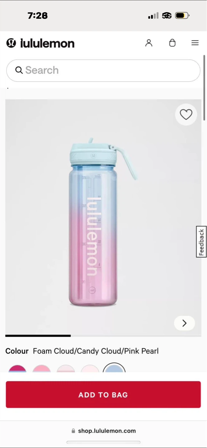 Lululemon Back to Life Clear Bottle 24oz Straw Lid