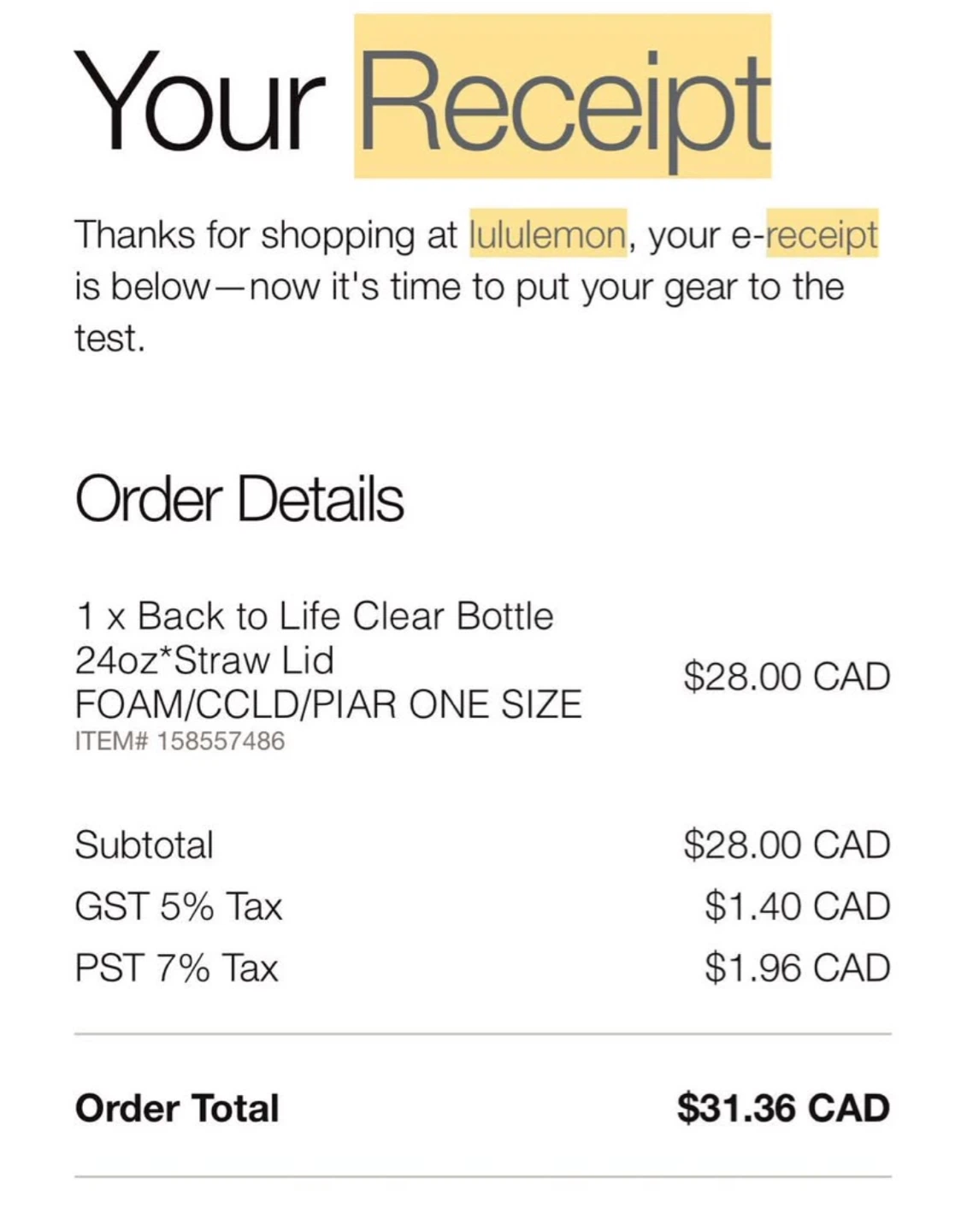 Lululemon Back to Life Clear Bottle 24oz Straw Lid - photo 2