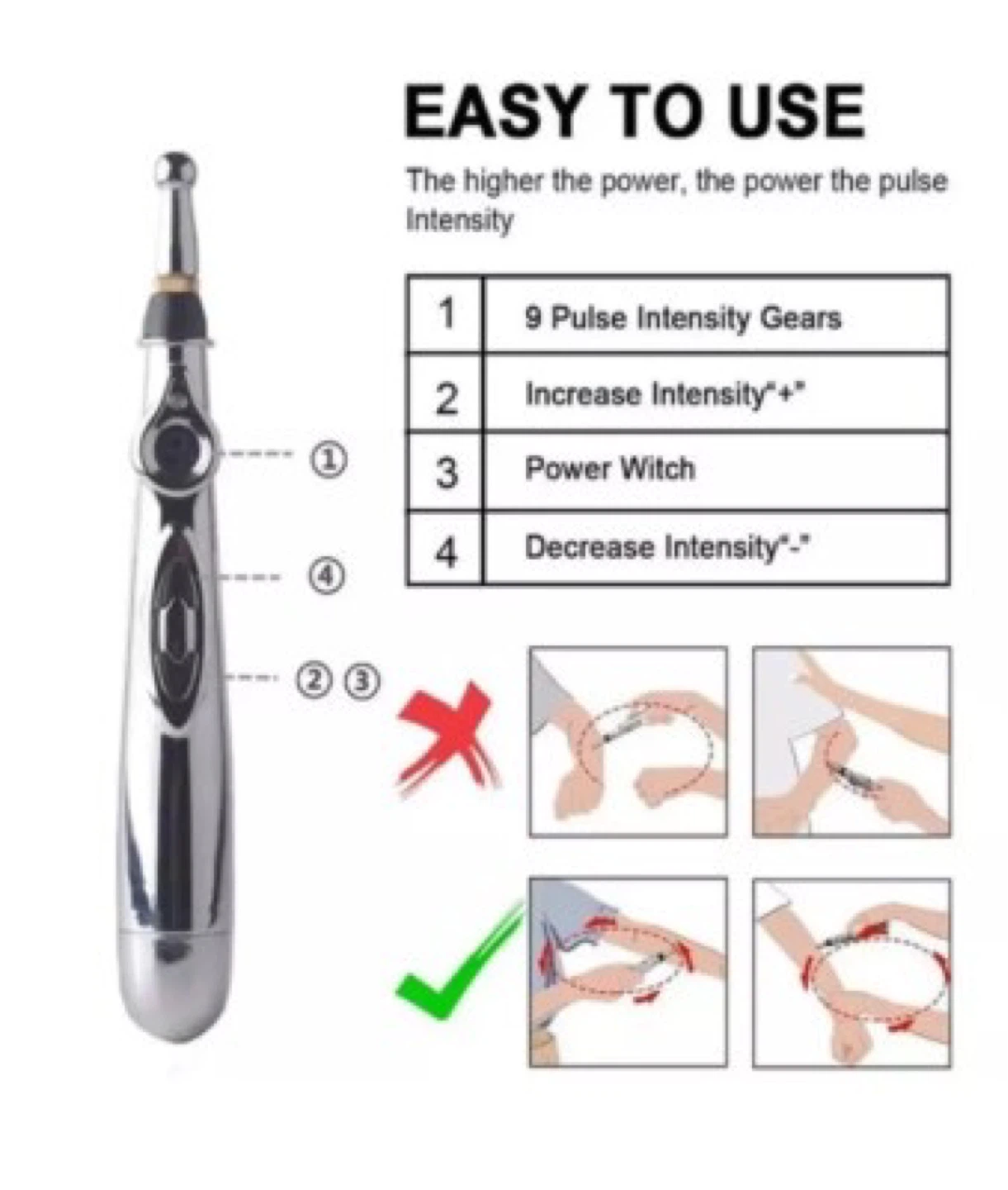 Facial Therapy Wand with LED Display and 9 Intensity Levels - photo 2